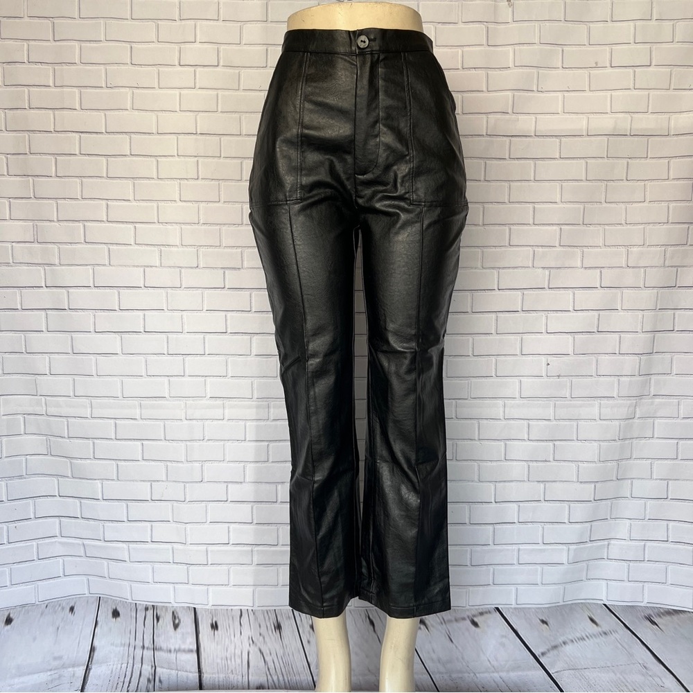 Princess Polly XX Vegan Black Pleather “Braden” Pants Women’s Size 4 EUC